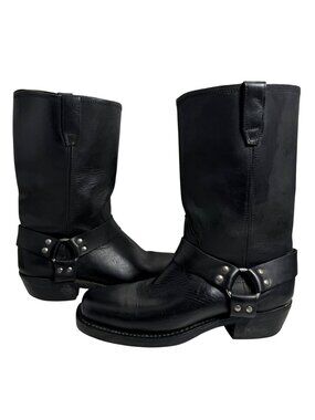 DINGO Black Leather Dean Harness Square Toe Biker Boots Mens Size 11D #DI19057